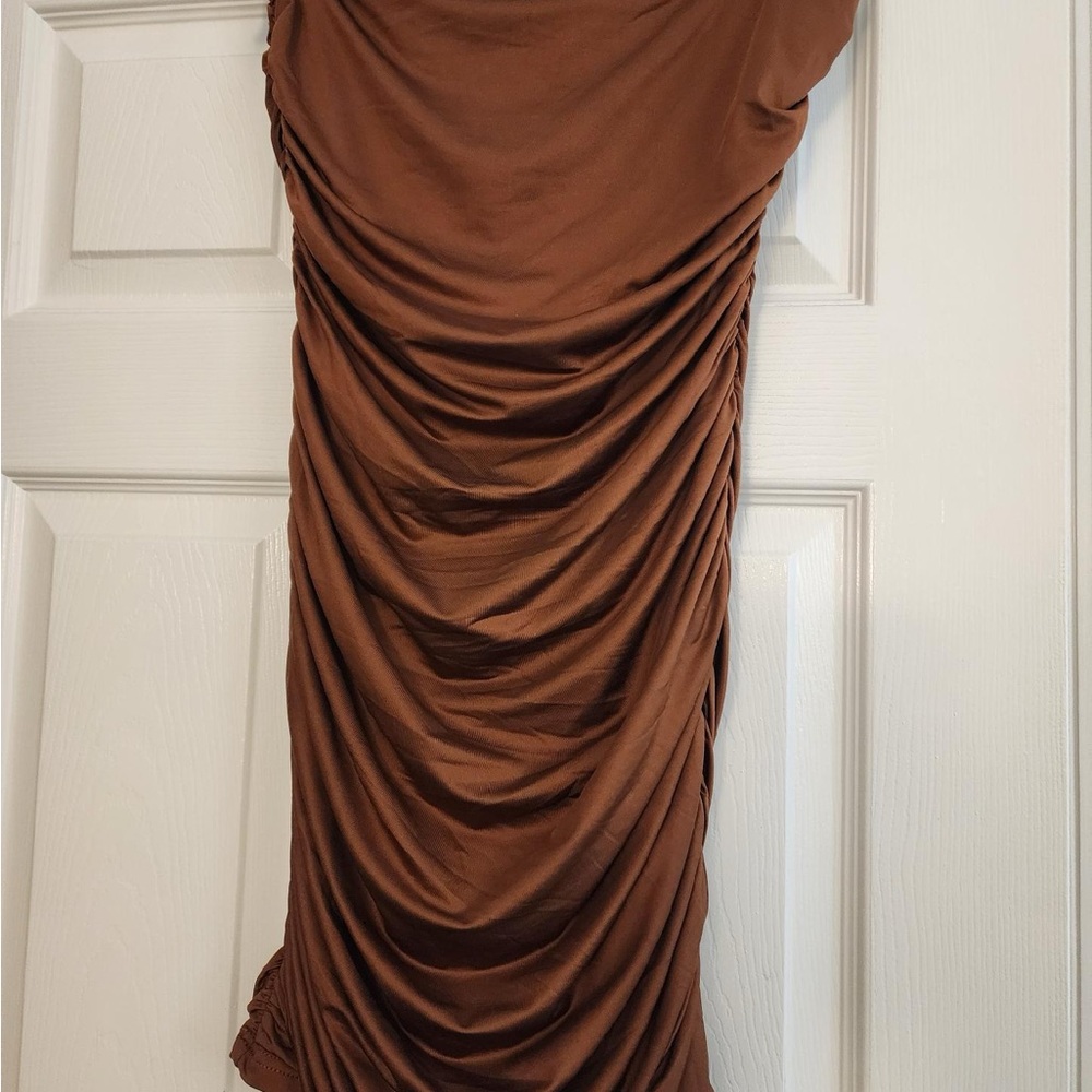 Brown Ruched Dress